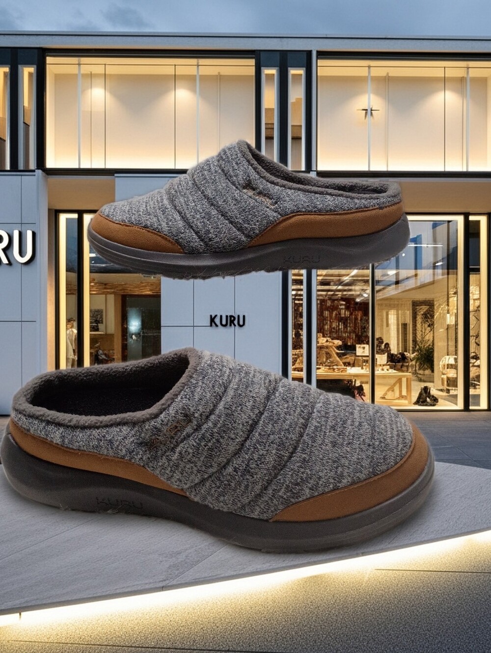 KURU Men's Draft 2 Indoor Outdoor Plantar Fascitis Cozy Mules Slippers 10.5M